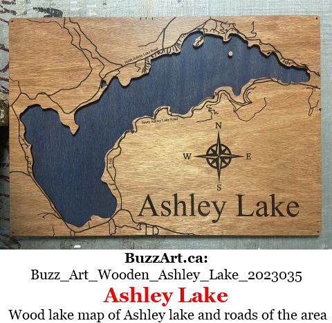 Wood lake map of Ashley lake and roads of the area